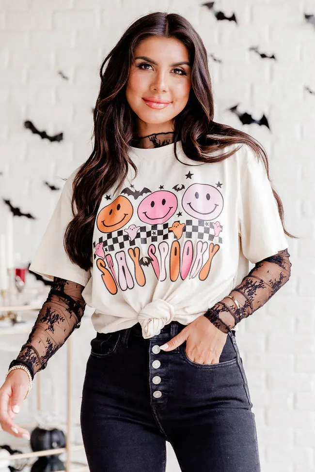 Stay Spooky Cream Oversized Graphic Tee sold by Pink Lily