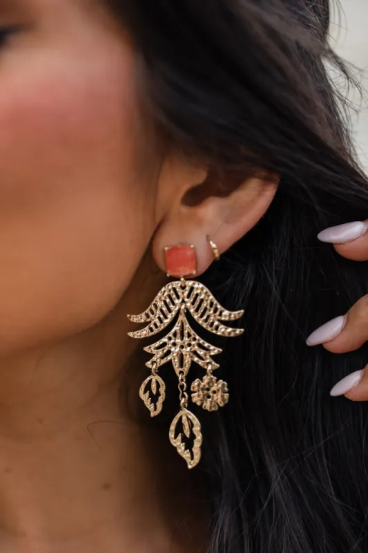 Floral Gold Earrings FINAL SALE sold by Pink Lily