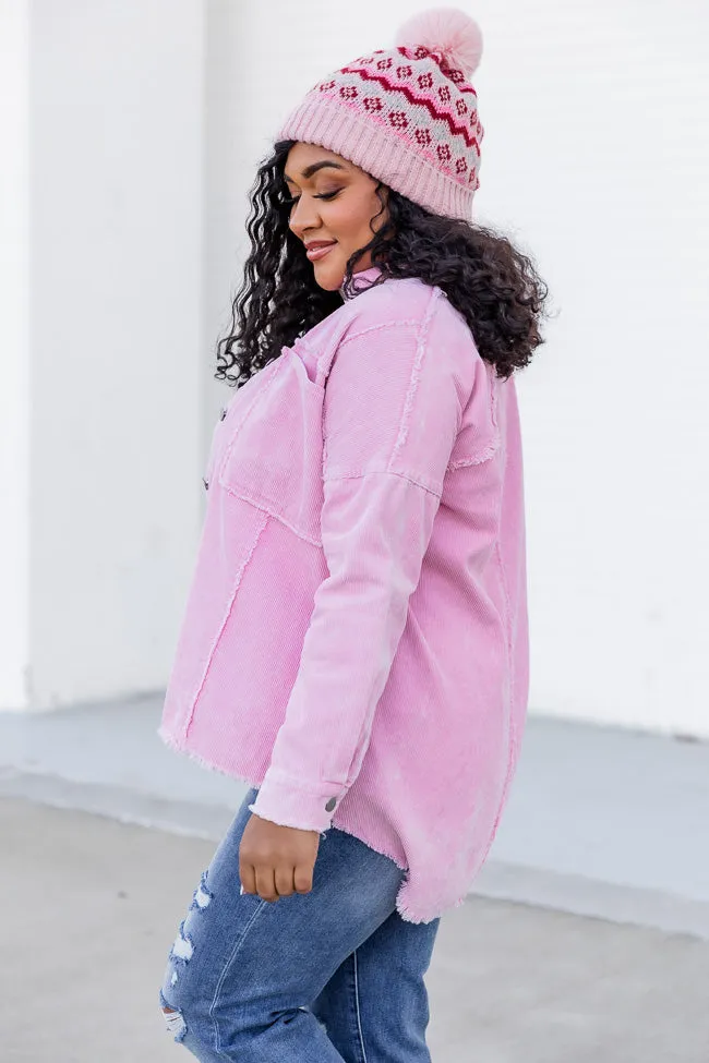 Keep Me Grounded Pink Frayed Edge Cord Shacket FINAL SALE sold by Pink Lily product image thumbnail 3
