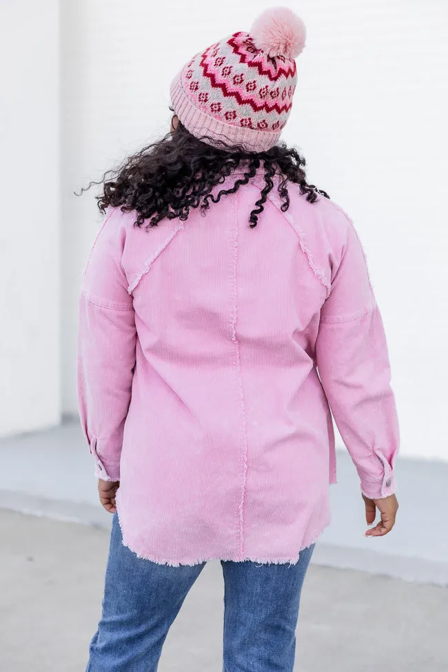 Keep Me Grounded Pink Frayed Edge Cord Shacket FINAL SALE sold by Pink Lily product image thumbnail 4