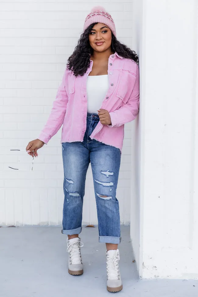 Keep Me Grounded Pink Frayed Edge Cord Shacket FINAL SALE sold by Pink Lily product image thumbnail 2