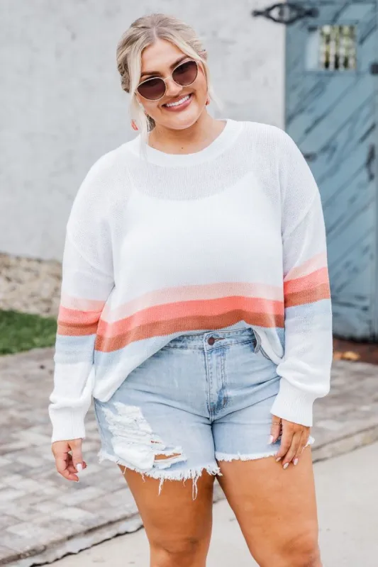 Take A Seat Color Block Hem Sweater Ivory FINAL SALE sold by Pink Lily