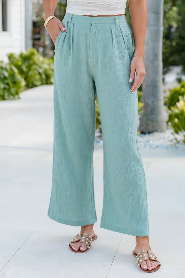 Off To Brunch Sage Gauze Trousers FINAL SALE sold by Pink Lily