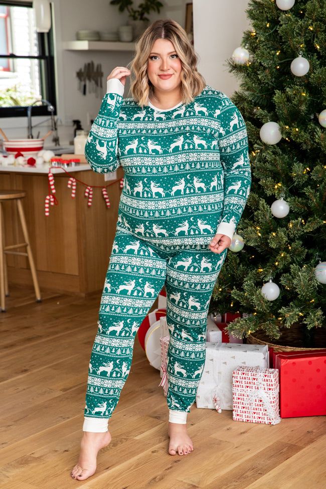 Underneath The Tree Green Christmas Print Pajama Joggers sold by Pink Lily product image thumbnail 9