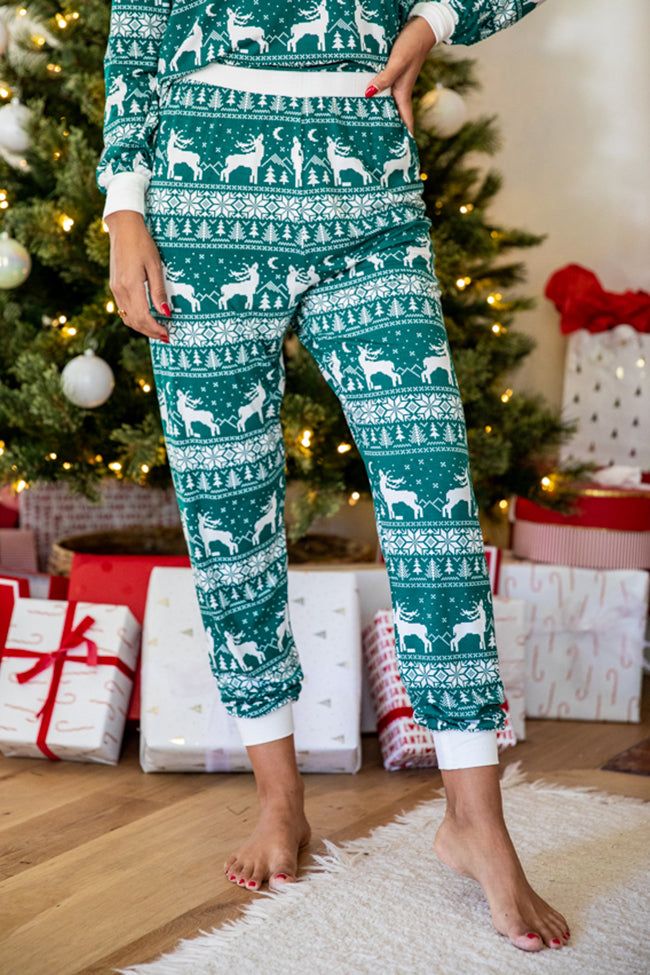 Underneath The Tree Green Christmas Print Pajama Joggers sold by Pink Lily product image thumbnail 6