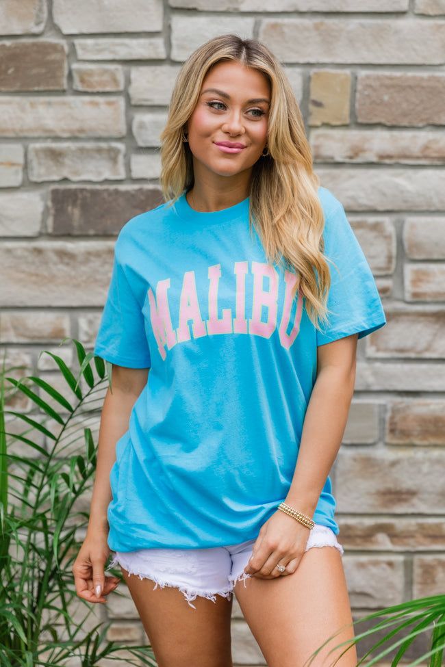 Malibu Aqua Blue Oversized Graphic Tee sold by Pink Lily product image thumbnail 2