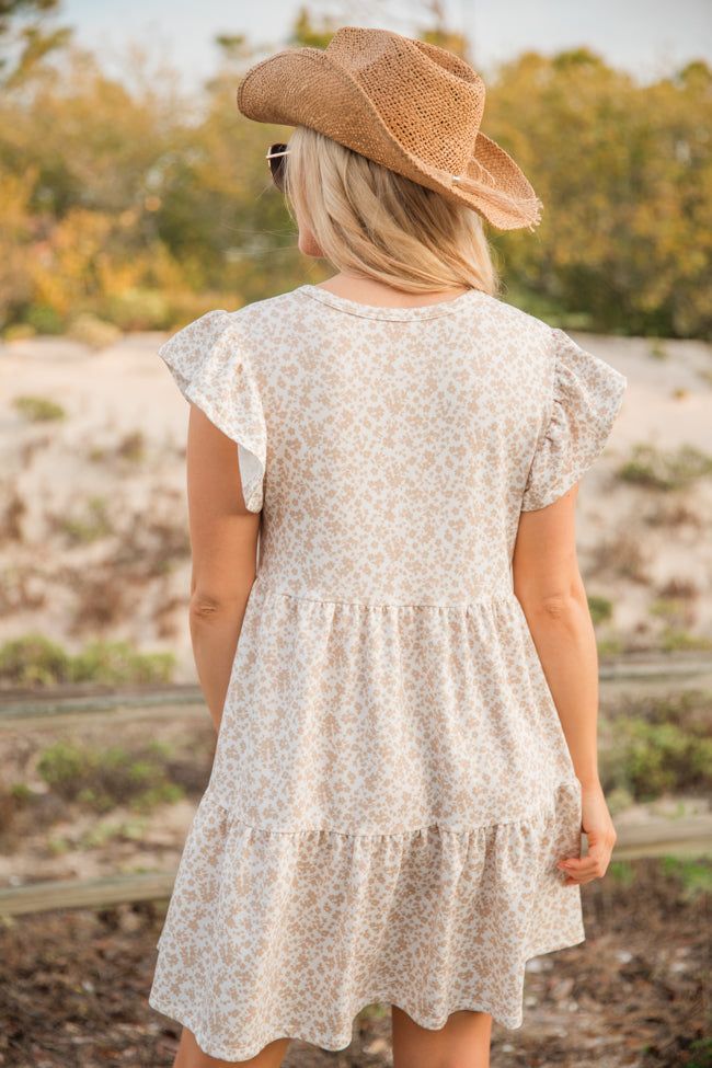 Coast Is Calling Taupe and White Printed Knit Dress sold by Pink Lily product image thumbnail 5