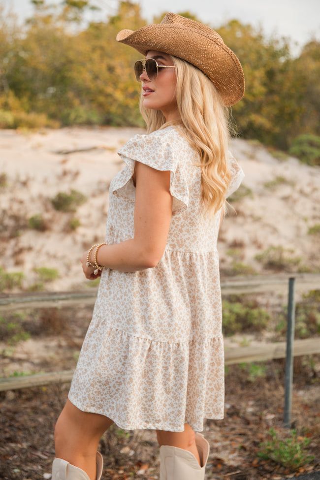 Coast Is Calling Taupe and White Printed Knit Dress sold by Pink Lily product image thumbnail 4