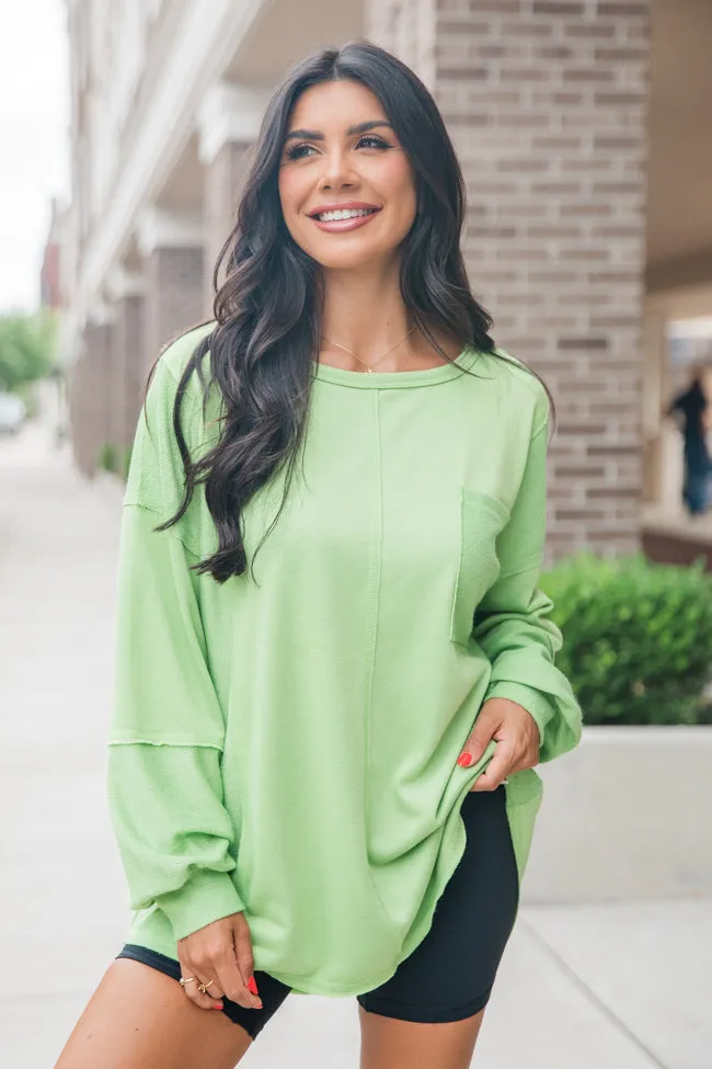 Setting Goals Lime Pocketed Long Sleeve Knit Top sold by Pink Lily product image thumbnail 2