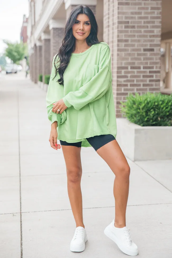 Setting Goals Lime Pocketed Long Sleeve Knit Top sold by Pink Lily product image thumbnail 3