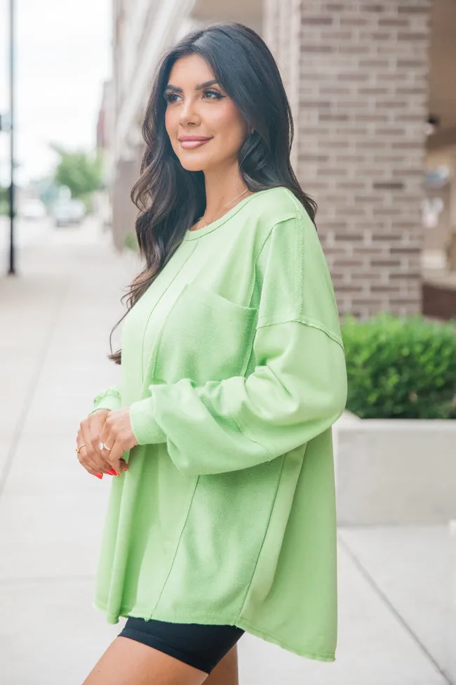 Setting Goals Lime Pocketed Long Sleeve Knit Top sold by Pink Lily product image thumbnail 4