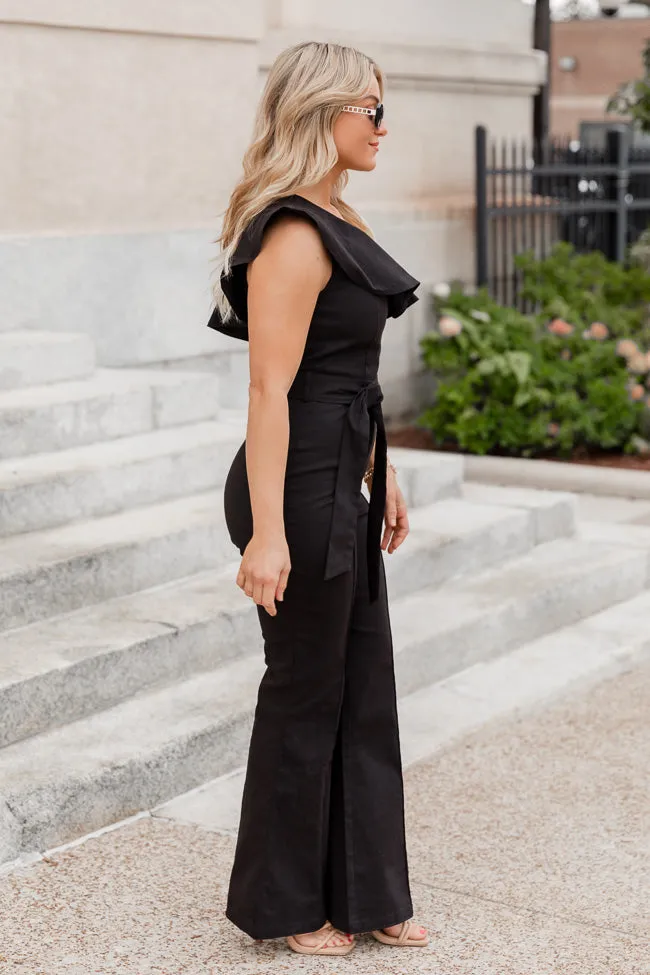 Something's Going On Black One Shoulder Belted Jumpsuit FINAL SALE sold by Pink Lily product image thumbnail 3