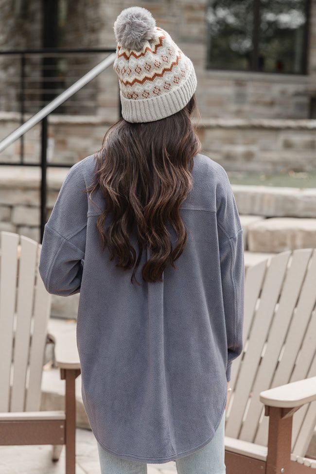 Easily Loved Slate Blue Fleece Shacket FINAL SALE sold by Pink Lily product image thumbnail 5