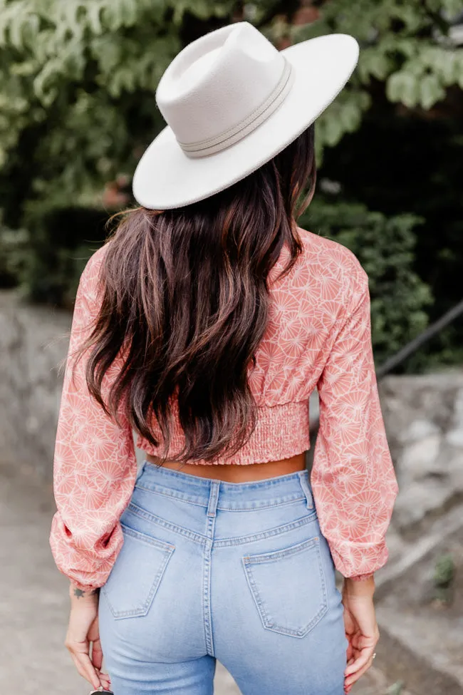 Never Saw It Coming Pink Printed Cropped Long Sleeve Blouse FINAL SALE sold by Pink Lily product image thumbnail 4