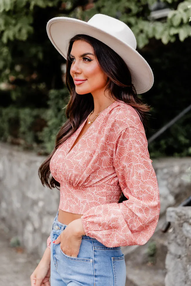 Never Saw It Coming Pink Printed Cropped Long Sleeve Blouse FINAL SALE sold by Pink Lily product image thumbnail 3