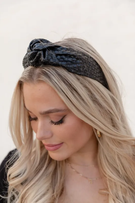 In Control Black Leather Knotted Headband FINAL SALE sold by Pink Lily
