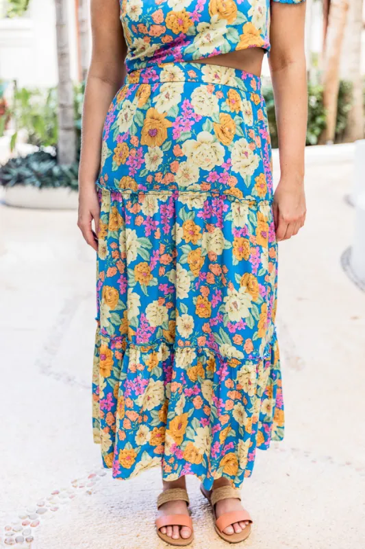 Summertime Blooms Blue Floral Maxi Skirt FINAL SALE sold by Pink Lily