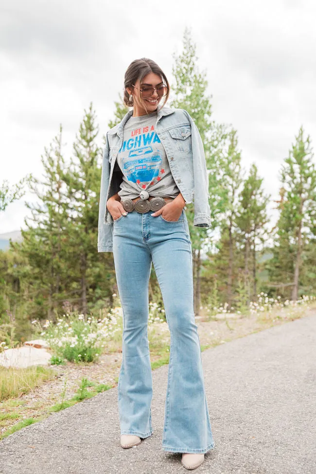 Life Is A Highway Light Grey Graphic Tee sold by Pink Lily product image thumbnail 3