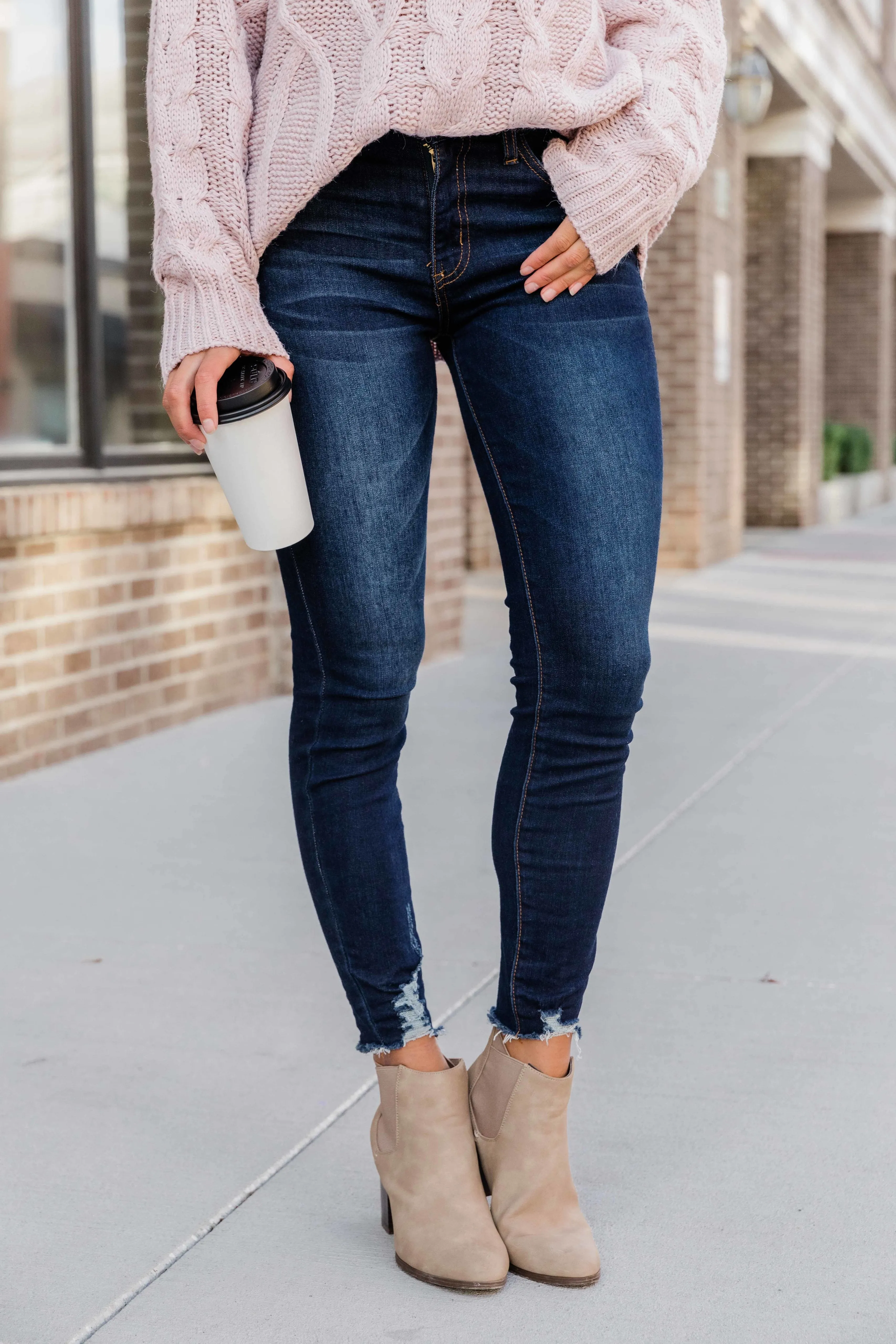 Kristy Dark Wash Distressed Skinny Jeans FINAL SALE sold by Pink Lily product image thumbnail 2