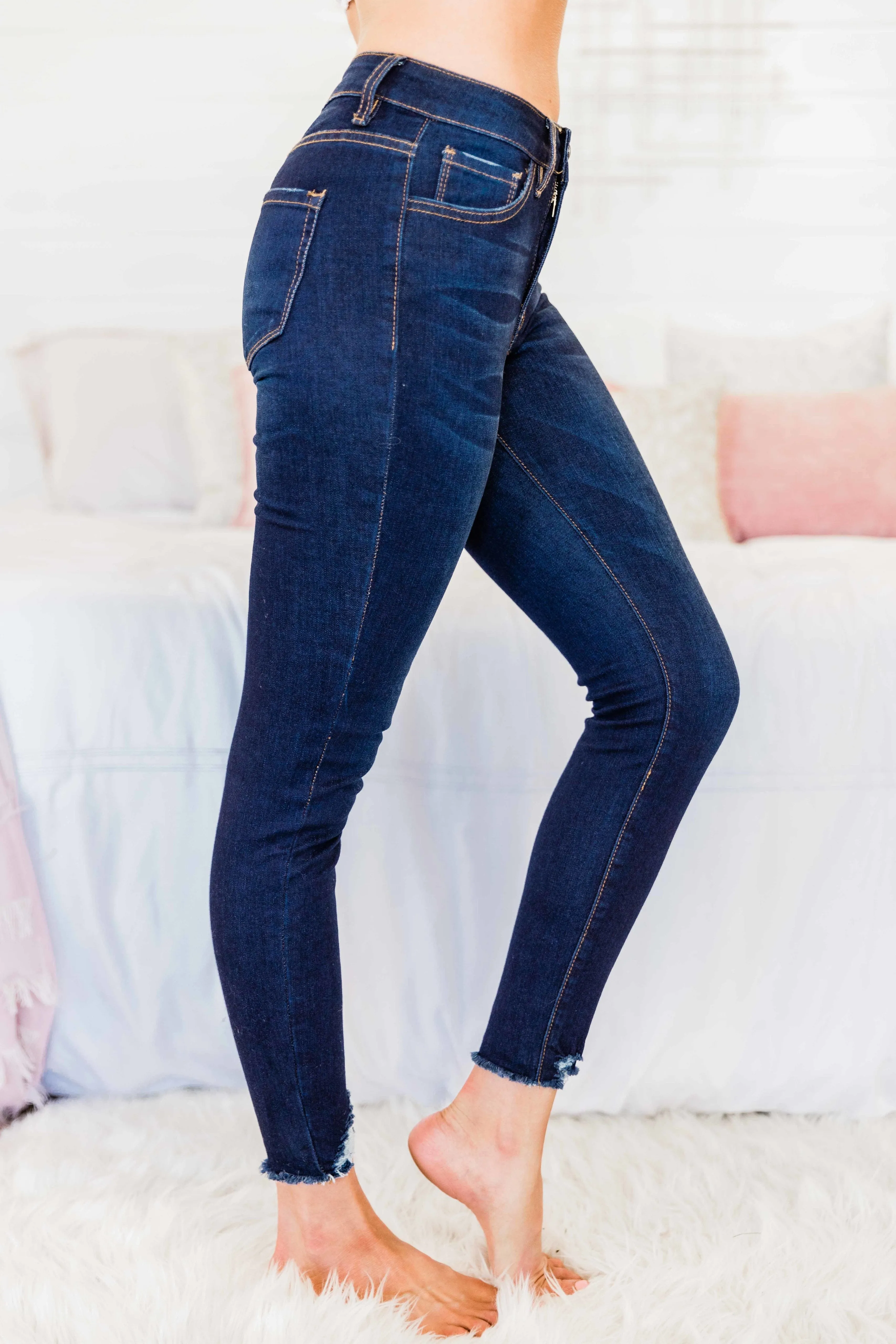 Kristy Dark Wash Distressed Skinny Jeans FINAL SALE sold by Pink Lily product image thumbnail 4