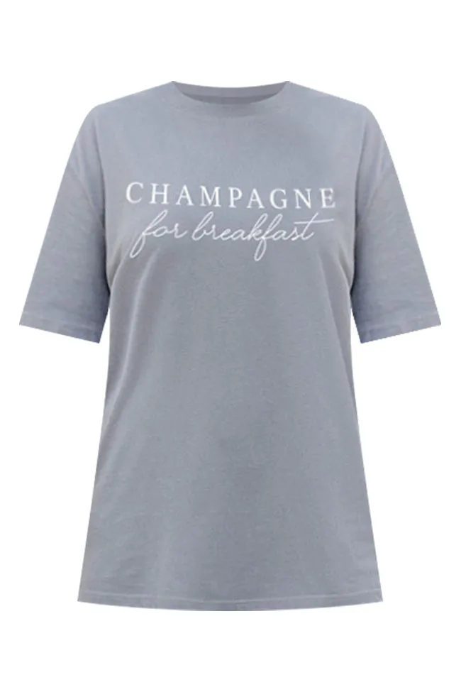 Champagne for Breakfast Grey Oversized Graphic Tee sold by Pink Lily product image thumbnail 4