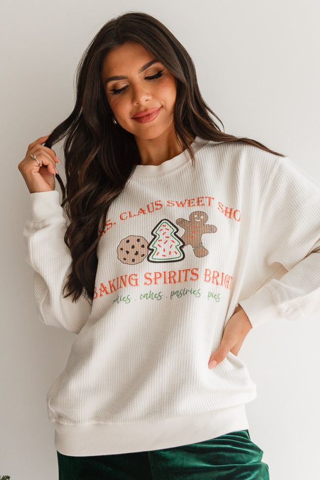 Mrs. Claus Sweet Shop Ivory Corded Graphic Sweatshirt sold by Pink Lily product image thumbnail 3