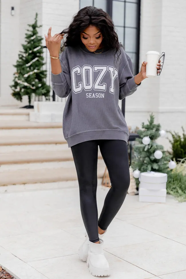 Cozy Season Charcoal Corded Graphic Sweatshirt FINAL SALE sold by Pink Lily product image thumbnail 2