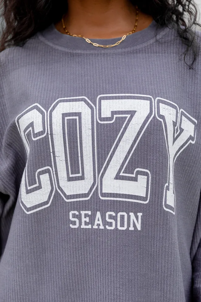 Cozy Season Charcoal Corded Graphic Sweatshirt FINAL SALE sold by Pink Lily product image thumbnail 3