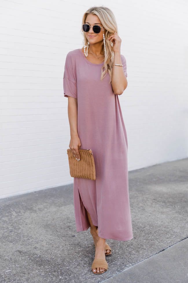 Simple Melody Midi Mauve T-Shirt Dress FINAL SALE sold by Pink Lily product image thumbnail 3