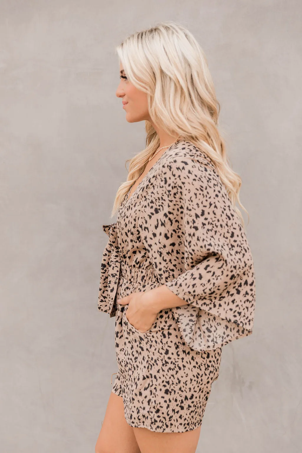 Check Me Out Leopard Print Tie Front Romper FINAL SALE sold by Pink Lily product image thumbnail 3