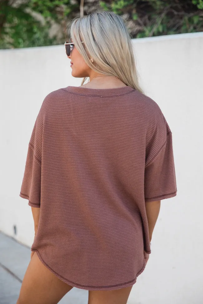 Nothing Crazy Brown Oversized Waffle T-Shirt sold by Pink Lily product image thumbnail 4
