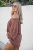 Nothing Crazy Brown Oversized Waffle T-Shirt sold by Pink Lily