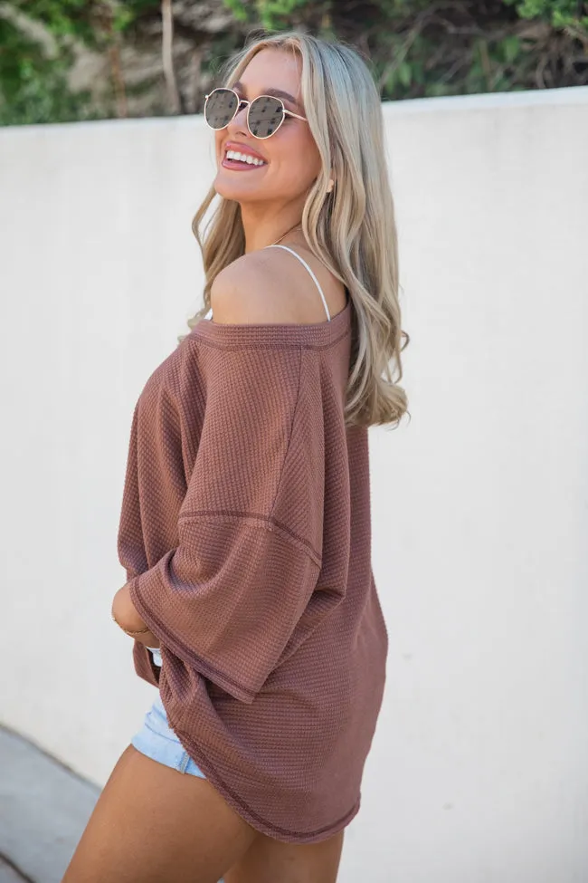 Nothing Crazy Brown Oversized Waffle T-Shirt sold by Pink Lily product image thumbnail 3