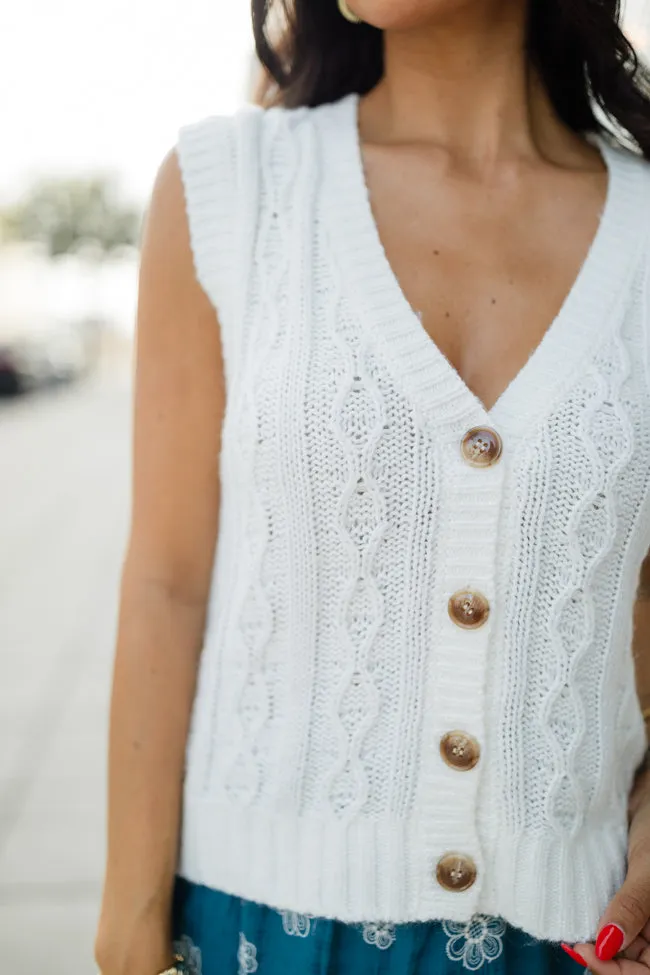 Weather It Together Ivory Cable Knit Sweater Vest FINAL SALE sold by Pink Lily product image thumbnail 3
