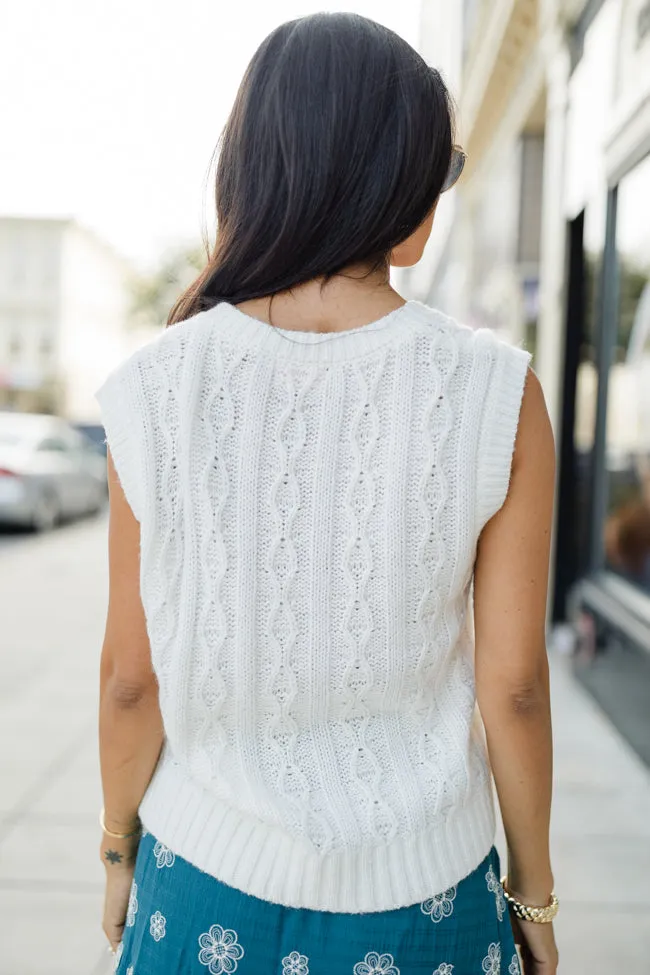 Weather It Together Ivory Cable Knit Sweater Vest FINAL SALE sold by Pink Lily product image thumbnail 5