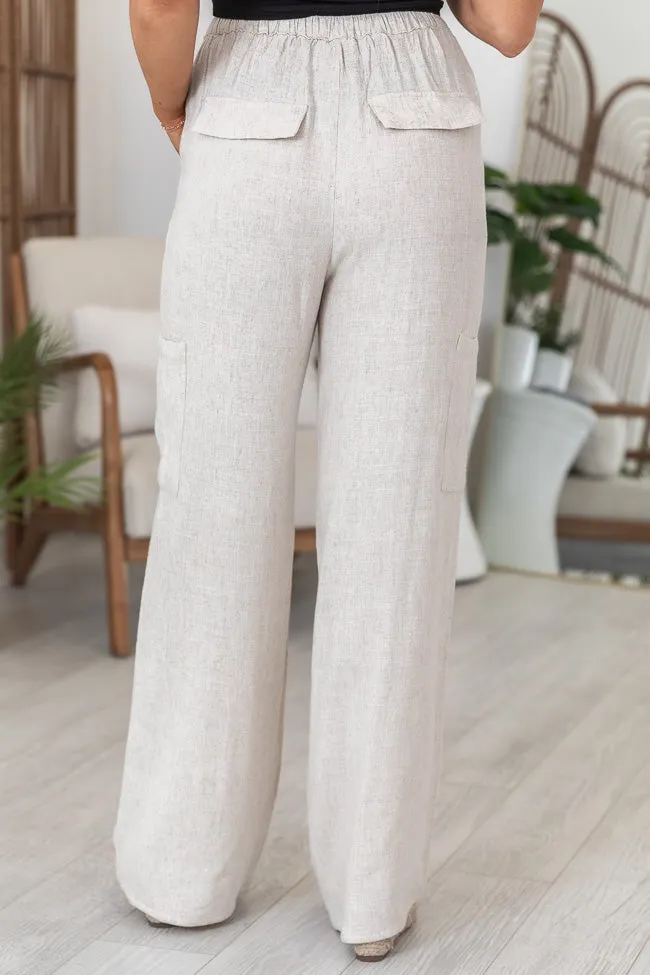 Keep On Dreaming Beige Linen Blend Cargo Pants sold by Pink Lily product image thumbnail 4