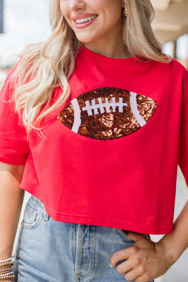 End Zone Elegance Red Football Sequin Tee FINAL SALE sold by Pink Lily product image thumbnail 3