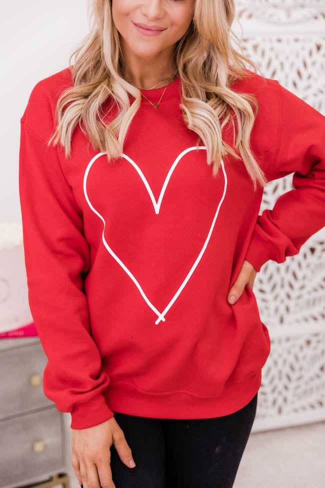 Heart Outline Red Graphic Sweatshirt FINAL SALE sold by Pink Lily product image thumbnail 3