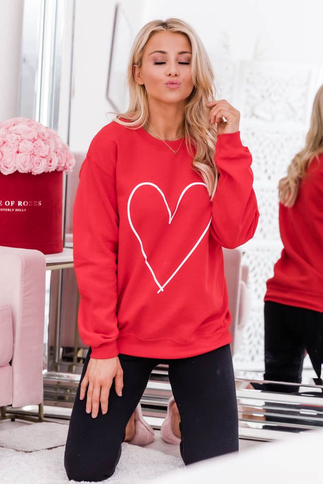 Heart Outline Red Graphic Sweatshirt FINAL SALE sold by Pink Lily