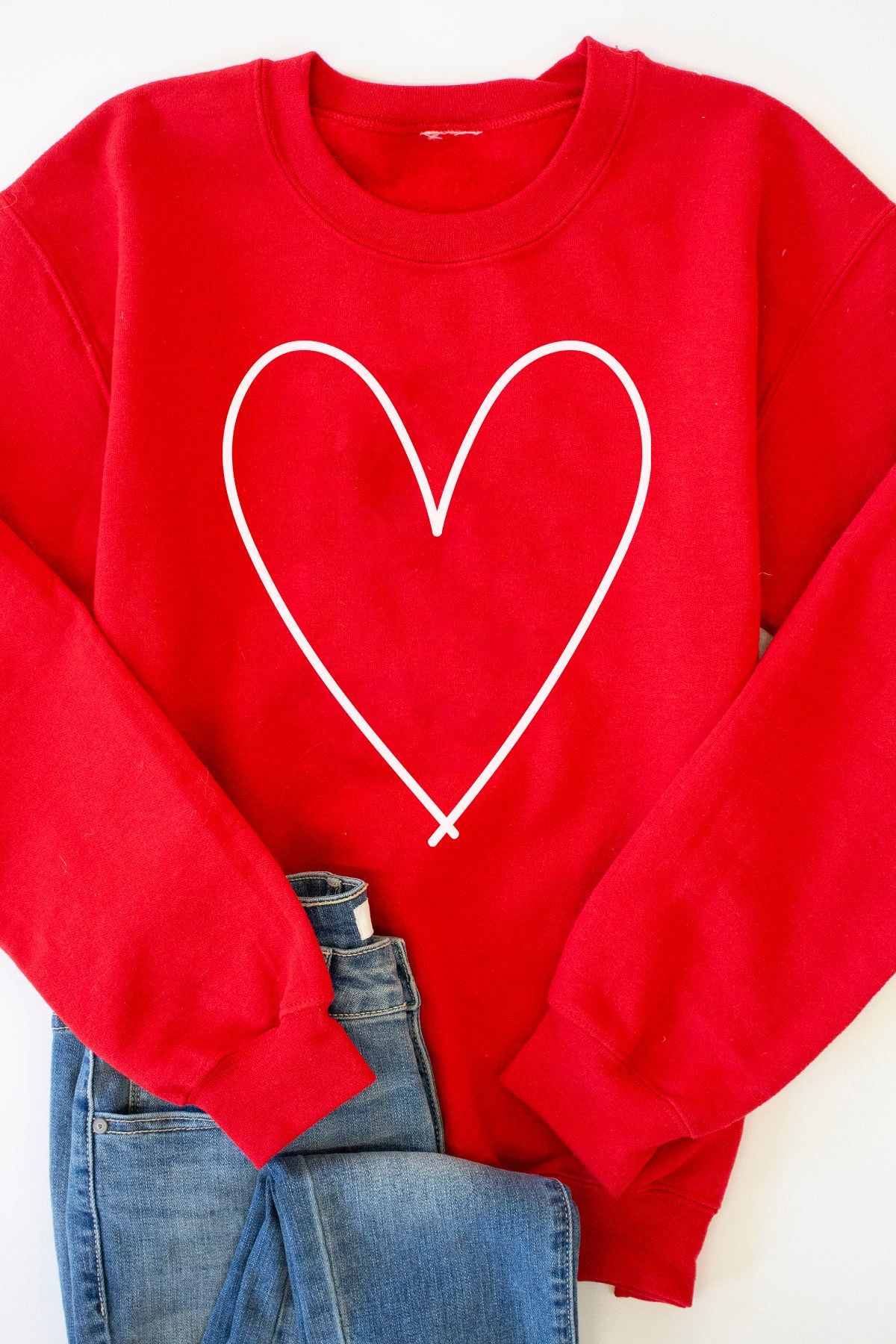Heart Outline Red Graphic Sweatshirt FINAL SALE sold by Pink Lily product image thumbnail 5