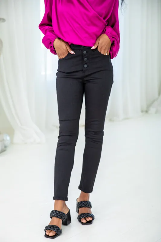 Betty Black Coated Skinny Jeans FINAL SALE sold by Pink Lily
