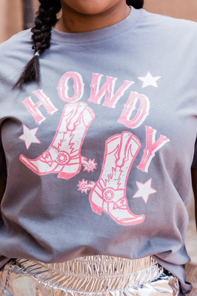Howdy Boots Grey Oversized Graphic Tee sold by Pink Lily product image thumbnail 3
