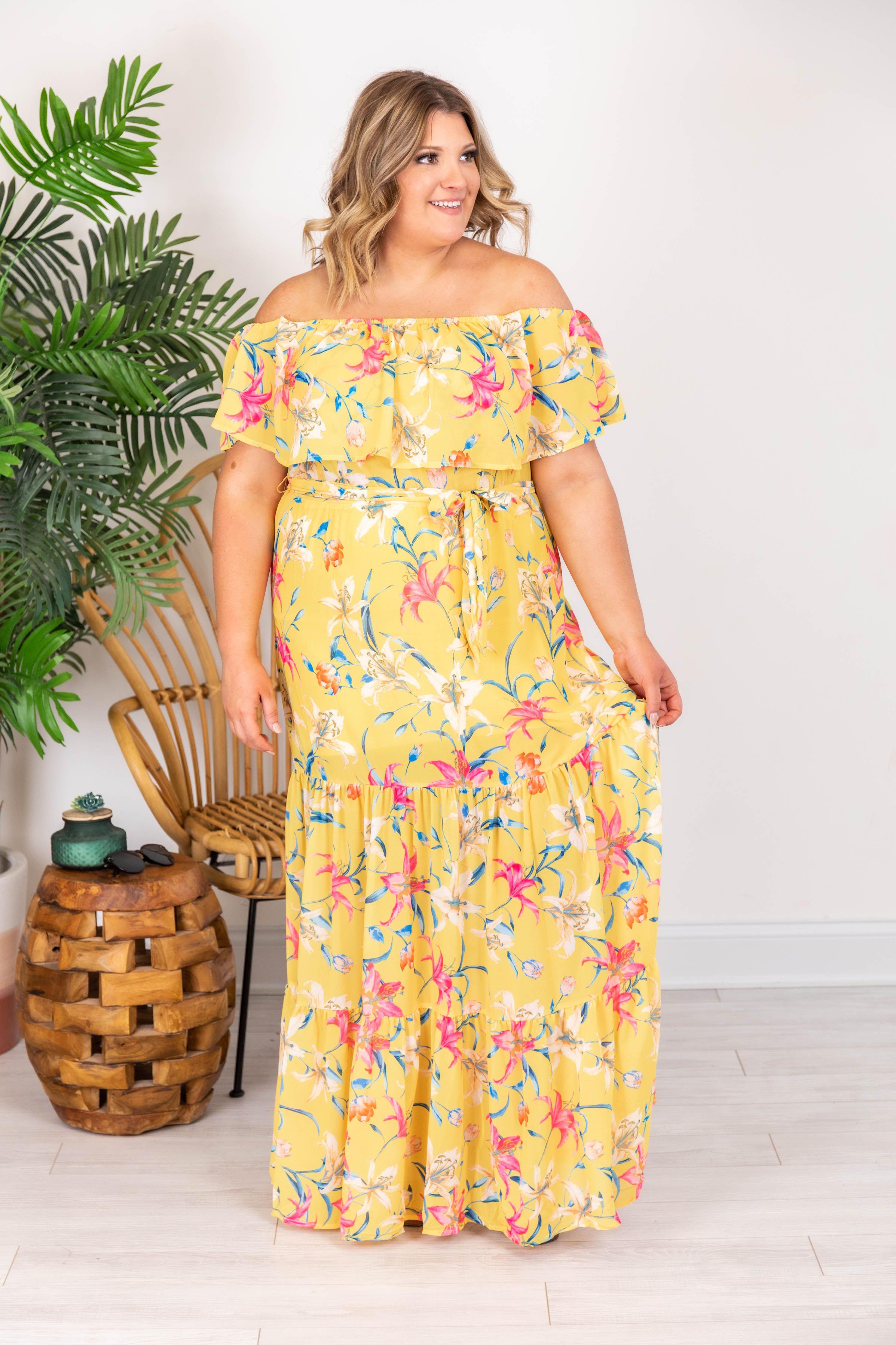 Sweet Southern Kiss Yellow Floral Maxi Dress FINAL SALE sold by Pink Lily product image thumbnail 12