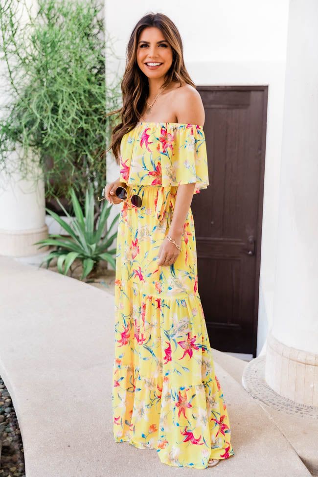 Sweet Southern Kiss Yellow Floral Maxi Dress FINAL SALE sold by Pink Lily product image thumbnail 3