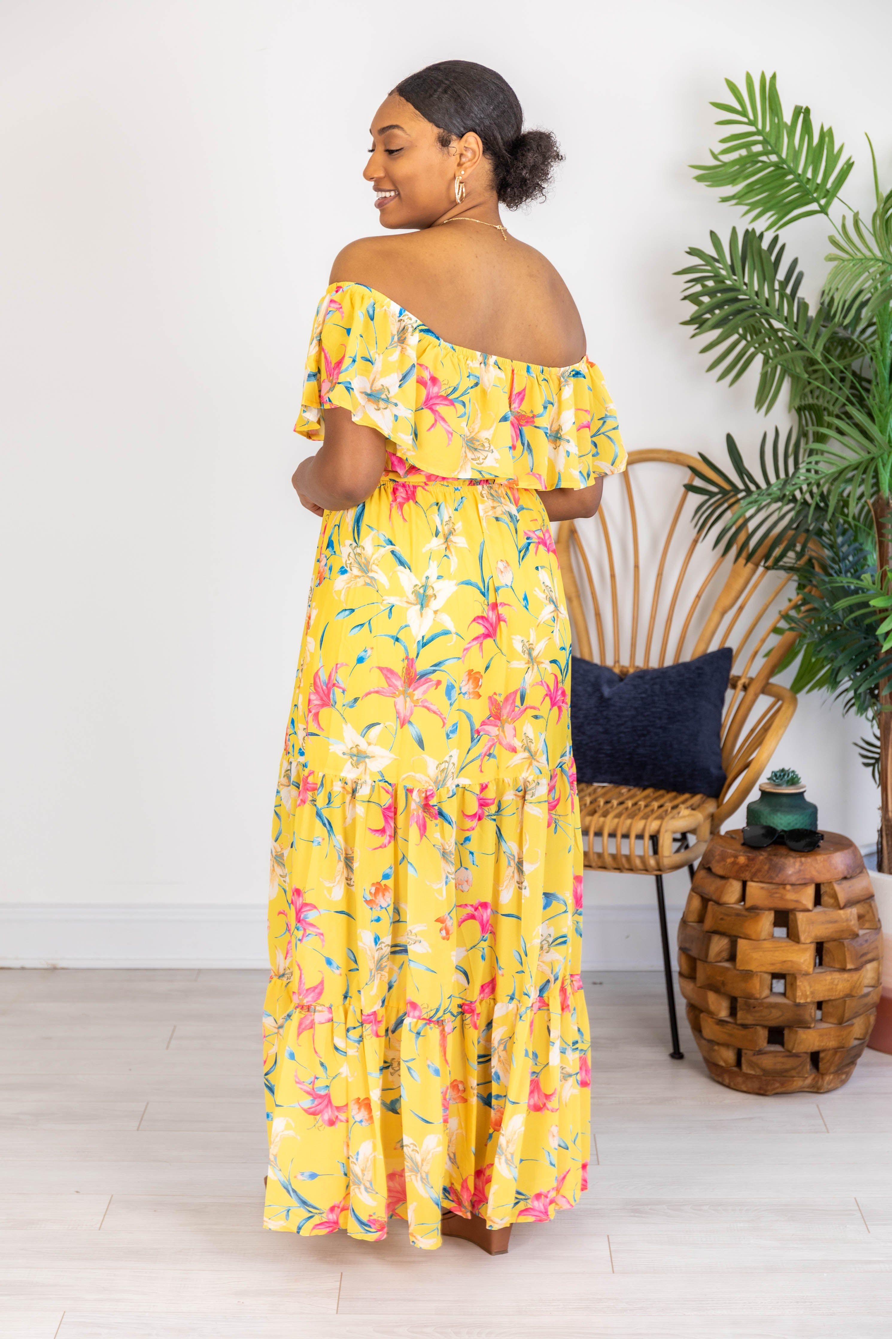 Sweet Southern Kiss Yellow Floral Maxi Dress FINAL SALE sold by Pink Lily product image thumbnail 11