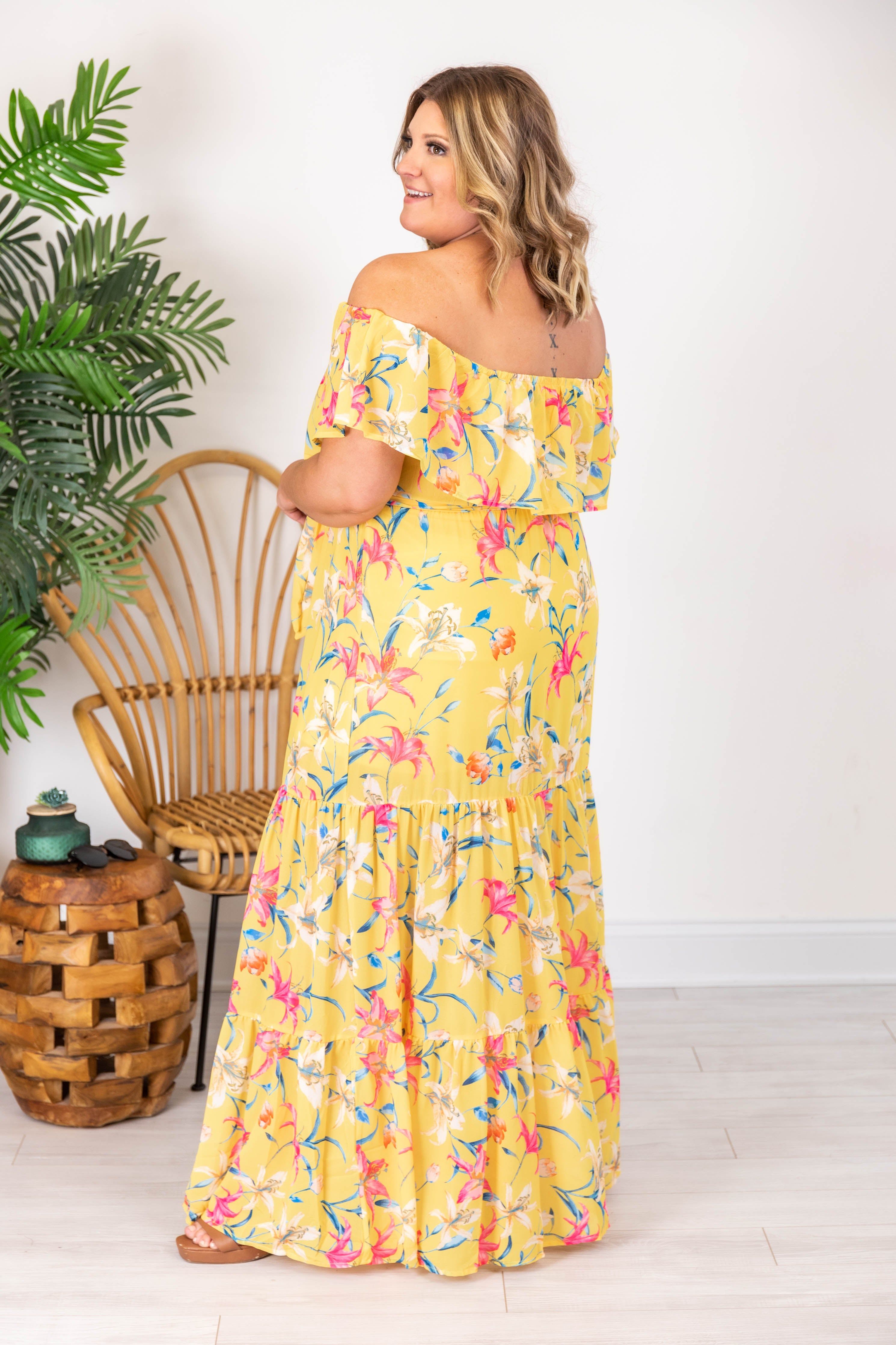 Sweet Southern Kiss Yellow Floral Maxi Dress FINAL SALE sold by Pink Lily product image thumbnail 14