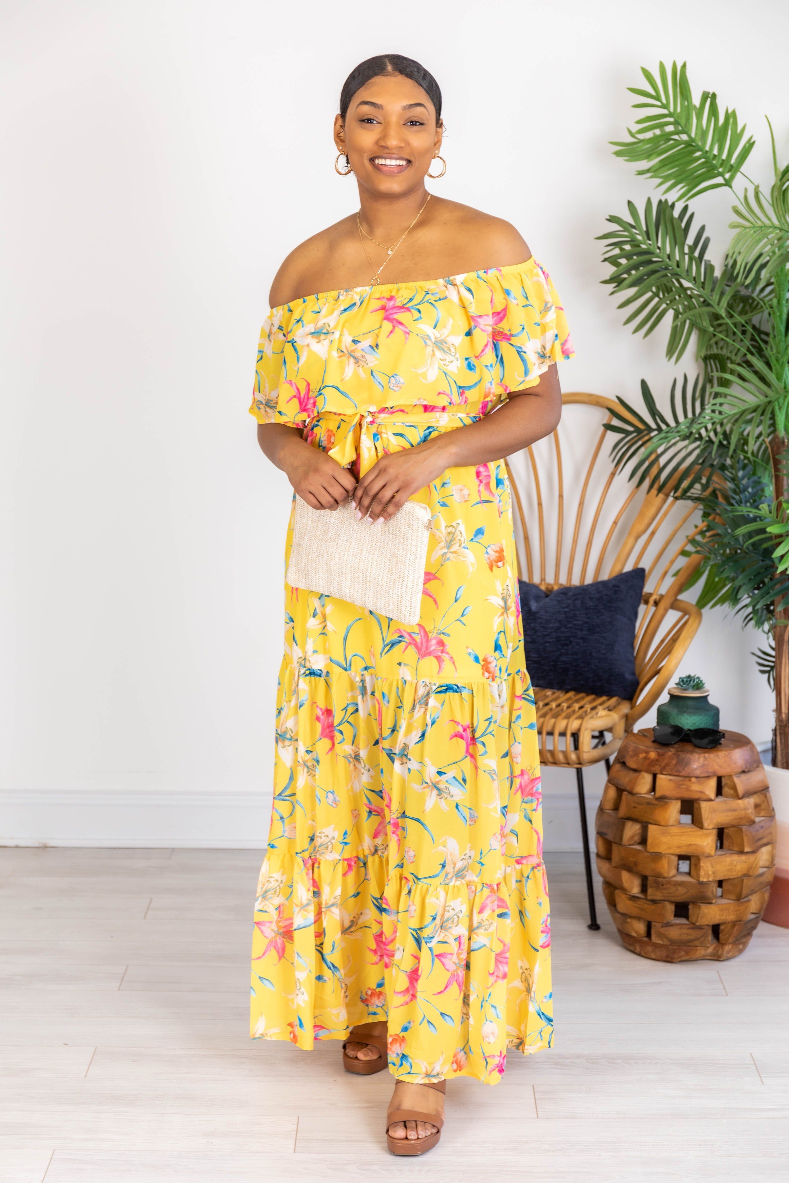 Sweet Southern Kiss Yellow Floral Maxi Dress FINAL SALE sold by Pink Lily product image thumbnail 10