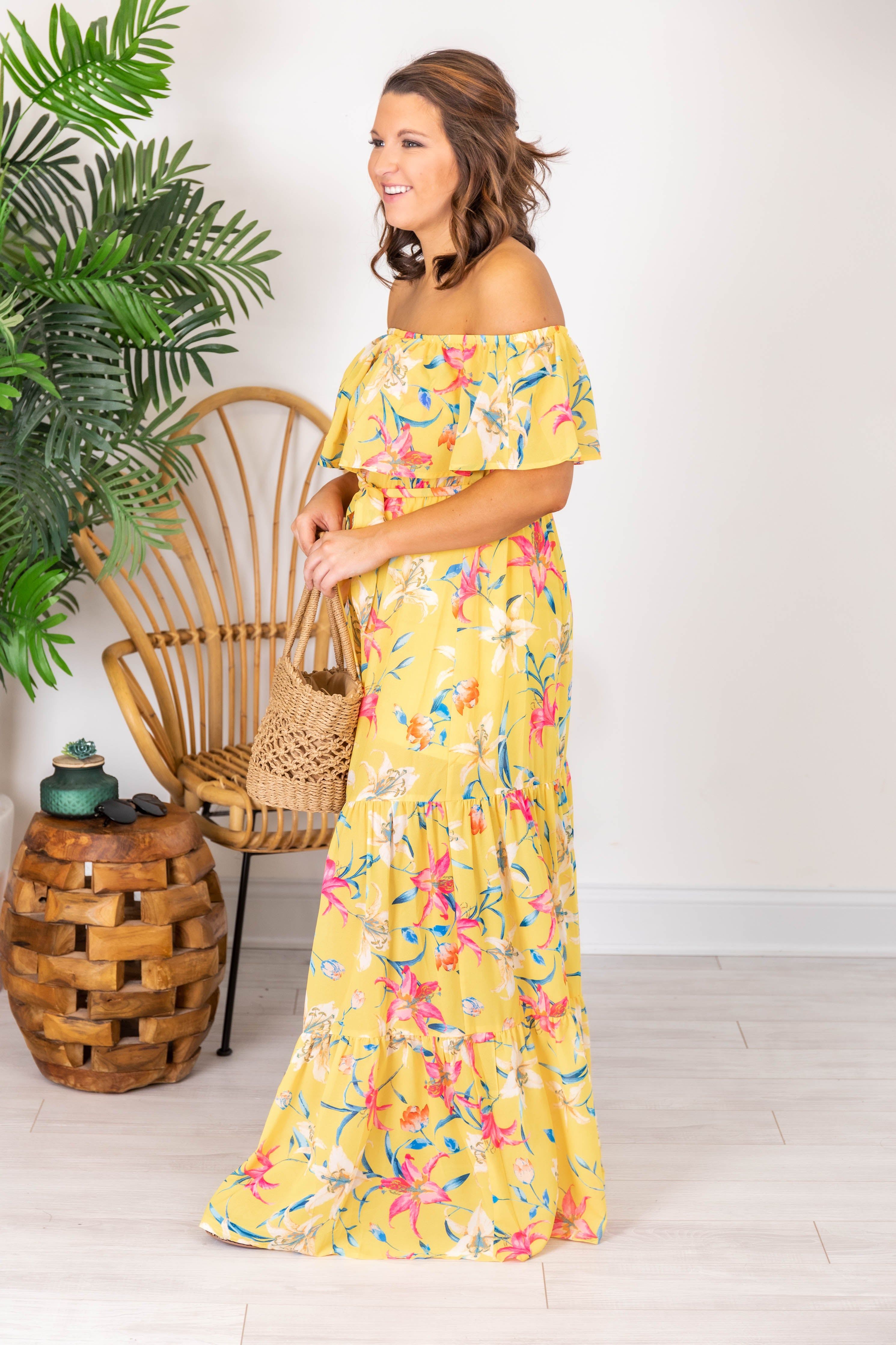 Sweet Southern Kiss Yellow Floral Maxi Dress FINAL SALE sold by Pink Lily product image thumbnail 7