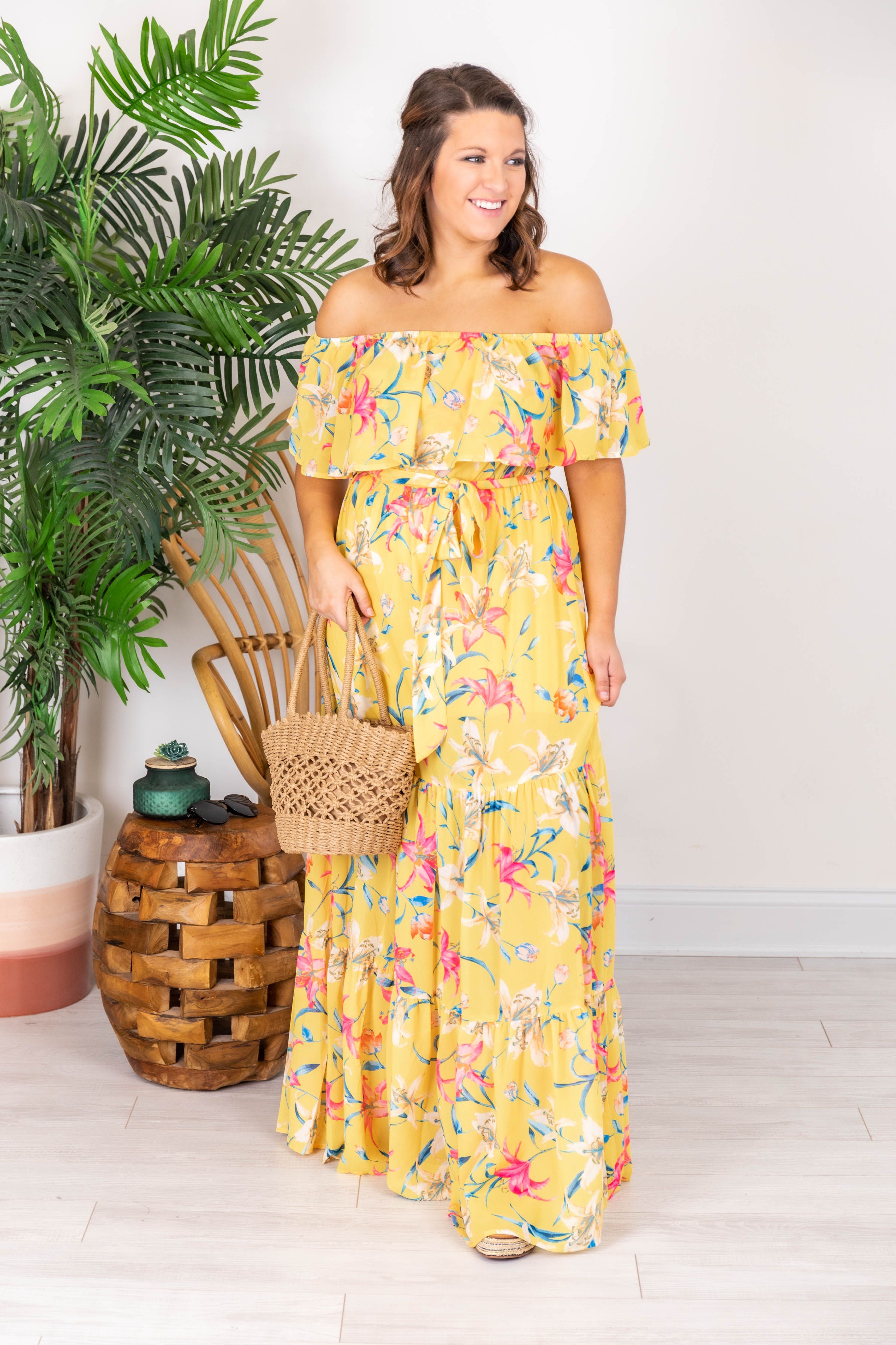 Sweet Southern Kiss Yellow Floral Maxi Dress FINAL SALE sold by Pink Lily product image thumbnail 6