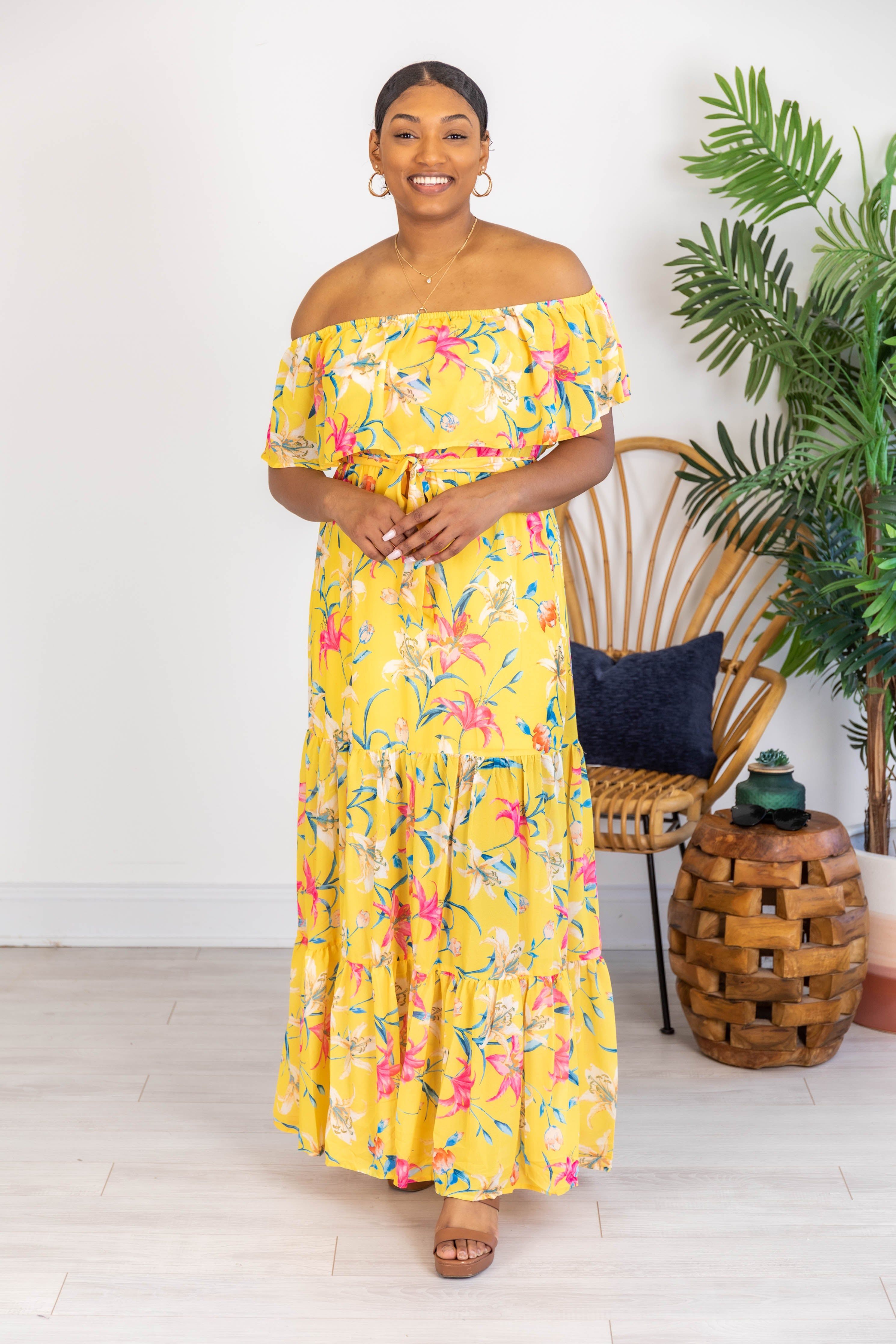 Sweet Southern Kiss Yellow Floral Maxi Dress FINAL SALE sold by Pink Lily product image thumbnail 9